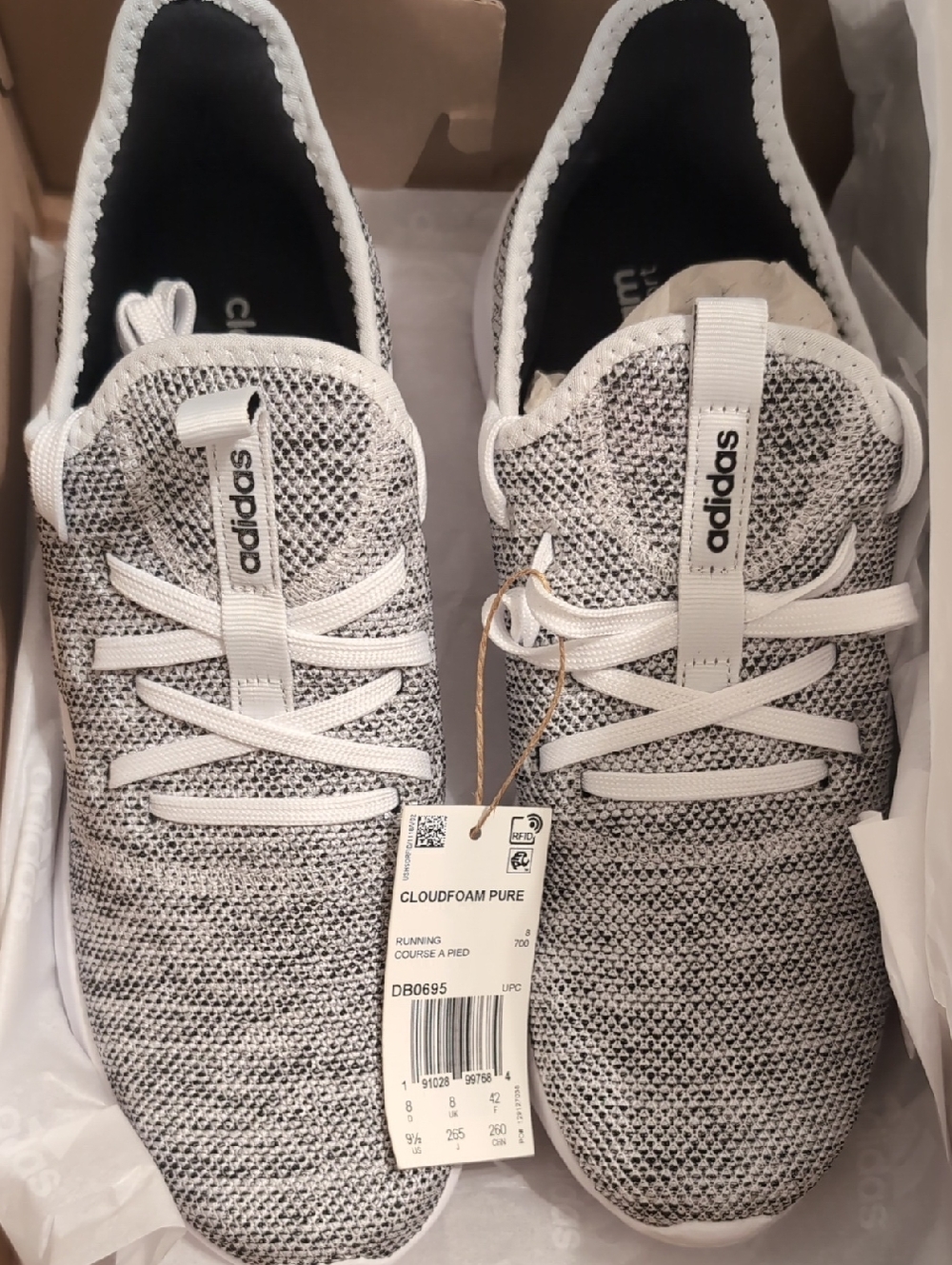 adidas Cloudfoam Pure Knit Sneakers in Grey and White